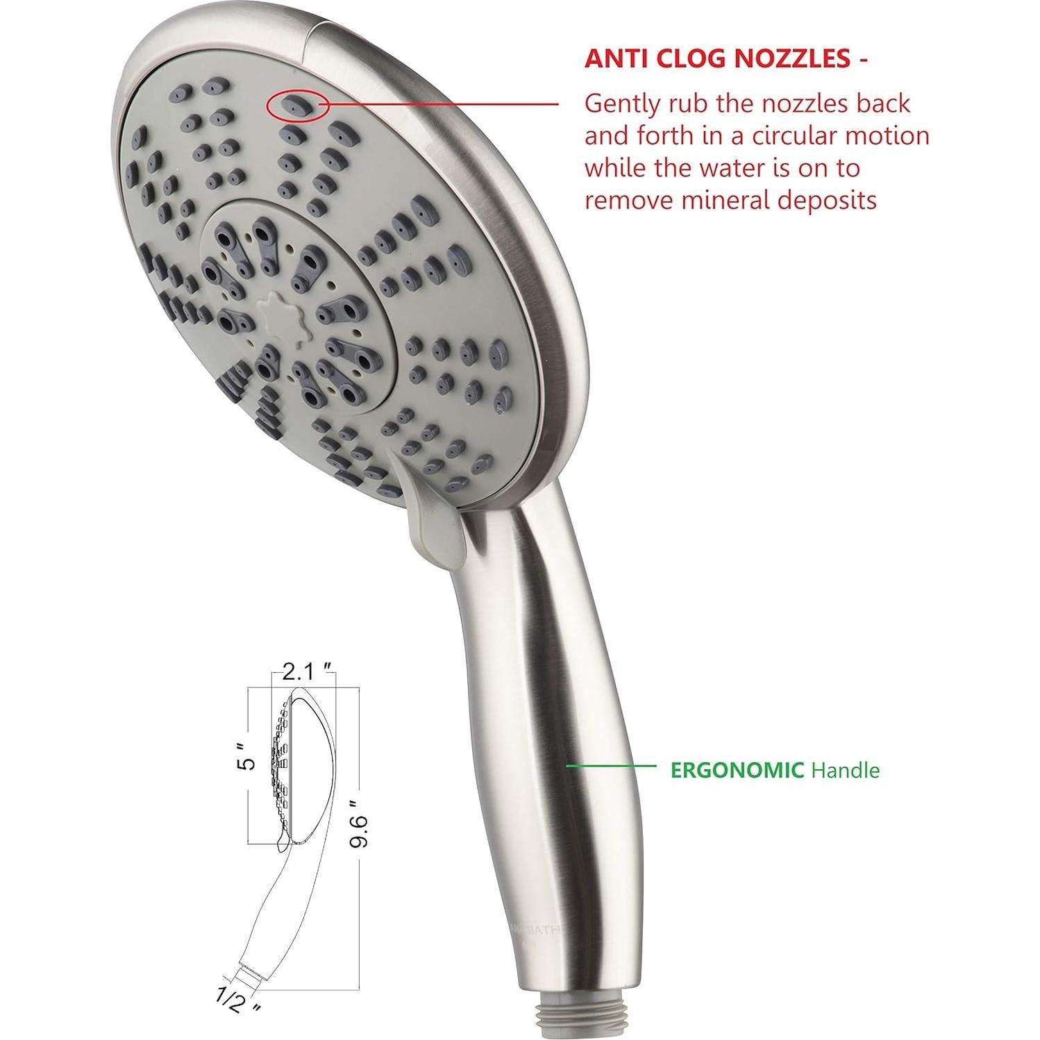 Cabezal de Ducha DUAL Ana Bath 5" Alta Presión 5 Modos