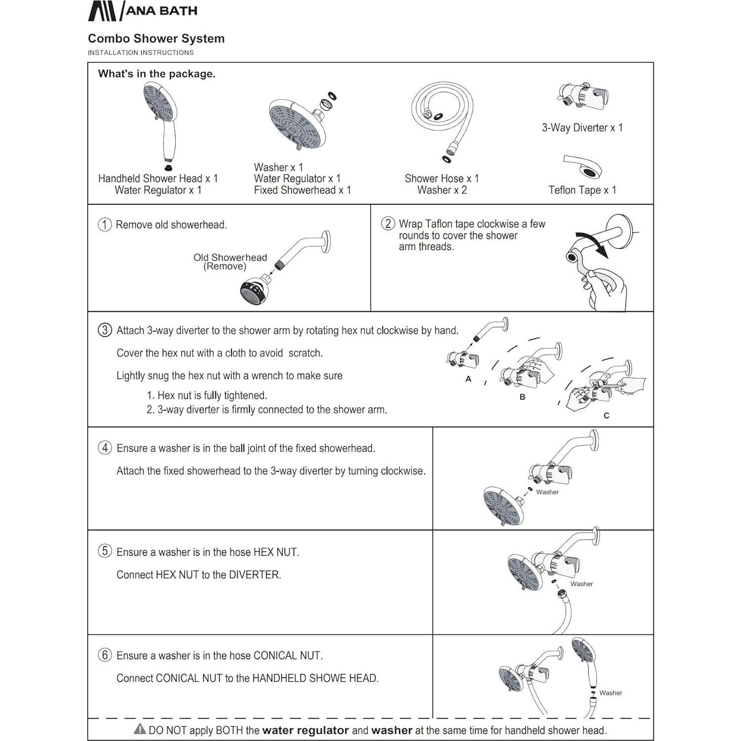 Cabezal de Ducha DUAL Ana Bath 5" Alta Presión 5 Modos