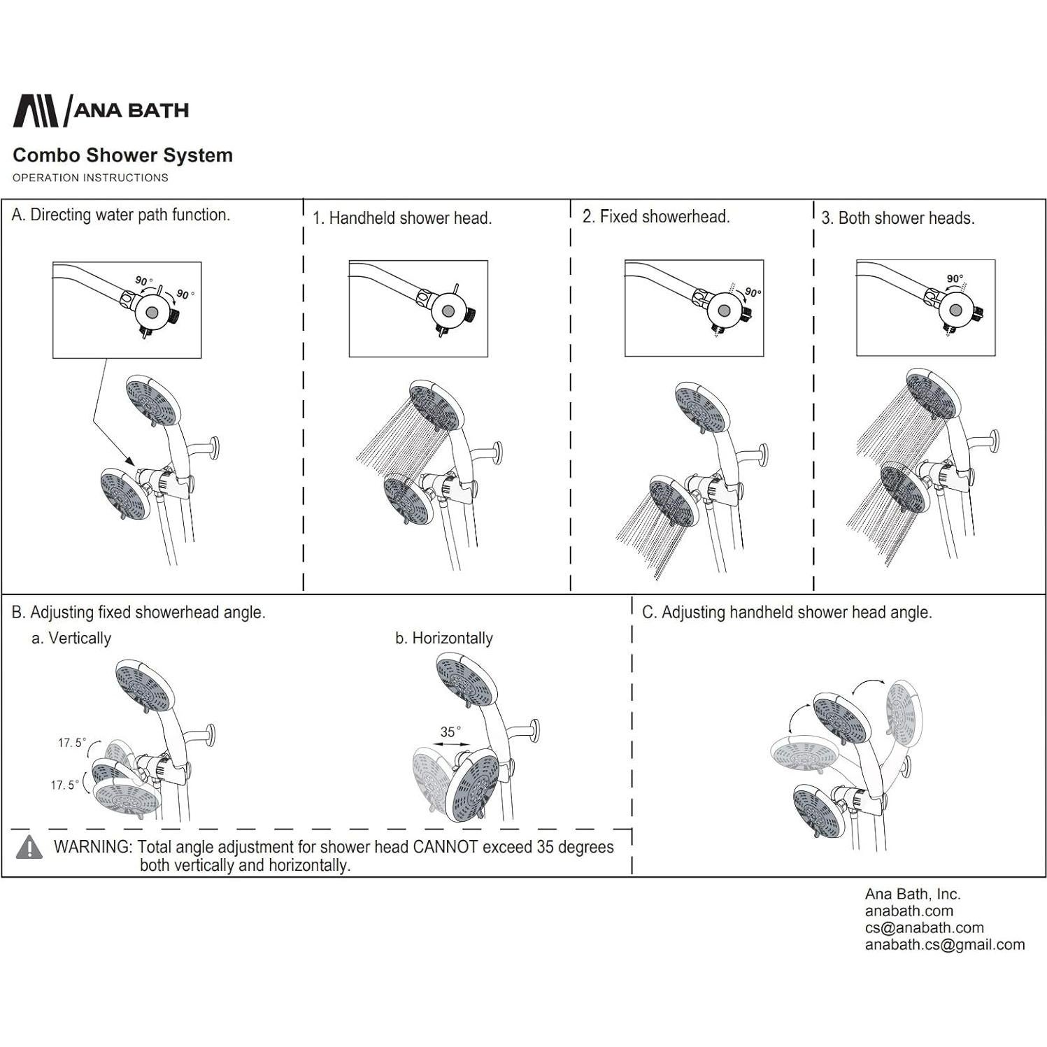 Cabezal de Ducha DUAL Ana Bath 5" Alta Presión 5 Modos