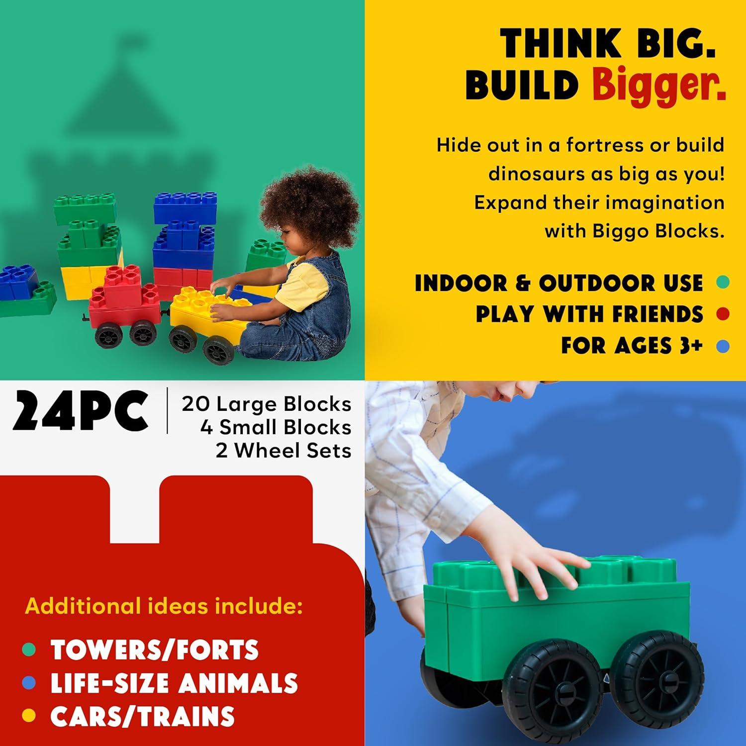 Bloques de Construcción Gigantes Biggo - 24 Piezas + 2 Autos