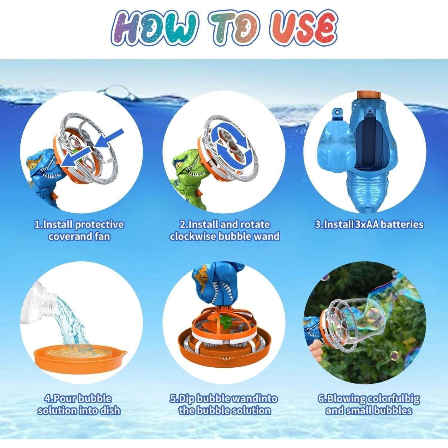 Pistola de Burbujas Dinosaurio SHENSE Azul 0.52 kg