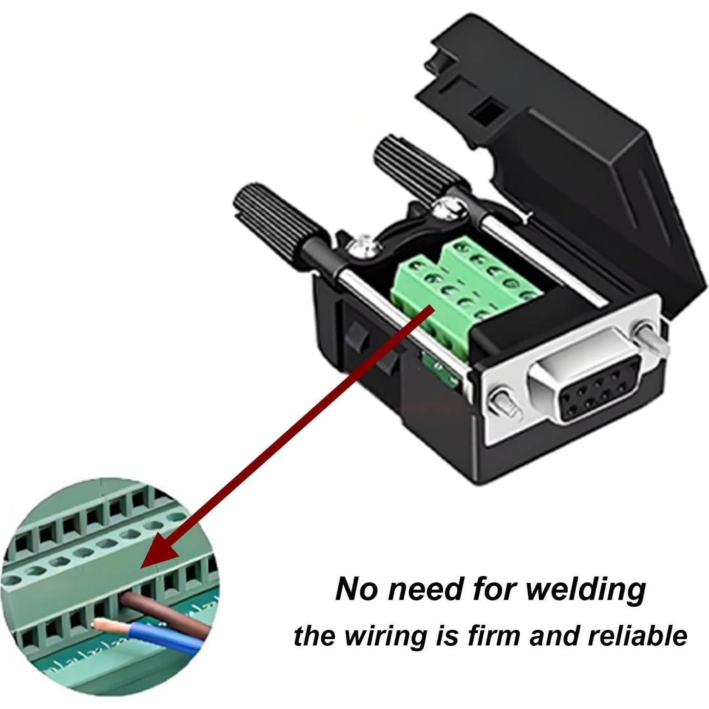 Conector DB9 Femenino Sin Soldadura Willwewon - 10 Piezas