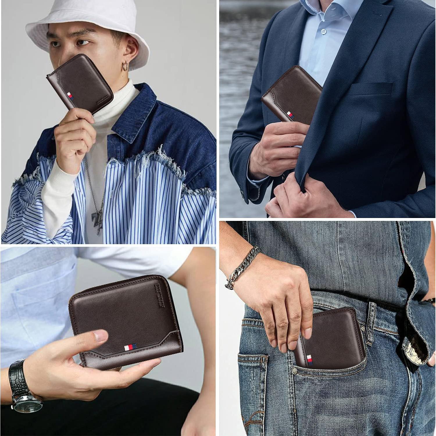 Cartera de Hombre HUANLANG con Bloqueo RFID y Cremallera