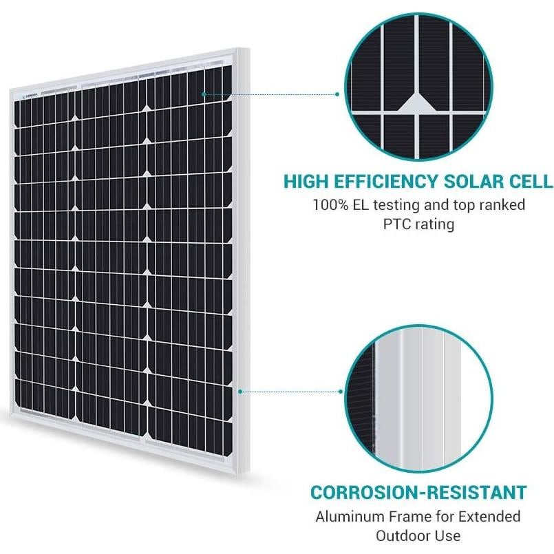 Panel Solar Monocristalino Renogy 50W 12V Cargador para RV