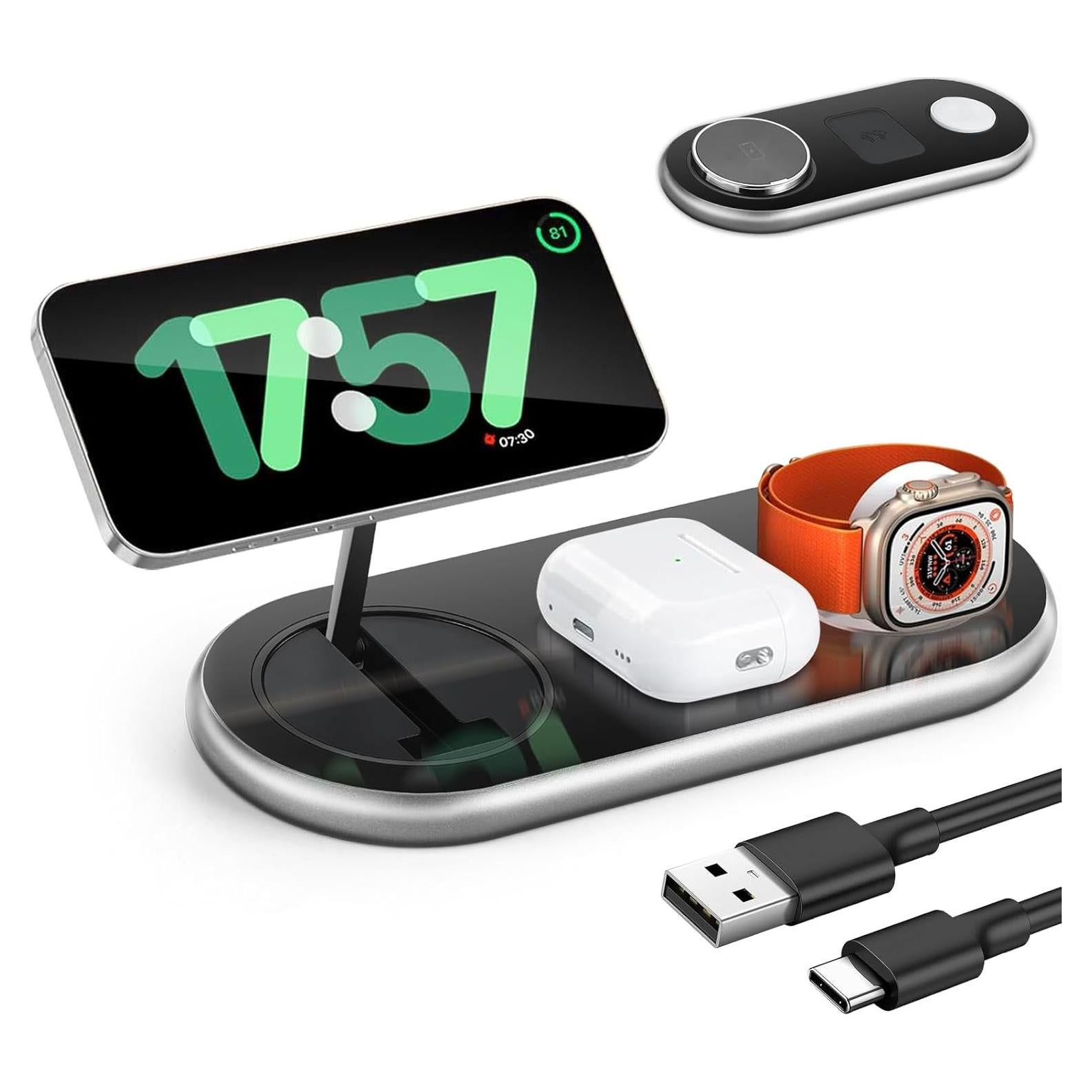 Cargador Inalámbrico 3 en 1 LOOWARTS para iPhone y Apple