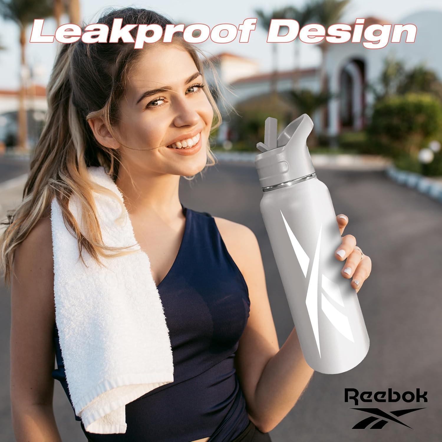 Botella de Agua Reebok 0.95 L Acero Inoxidable con Popote