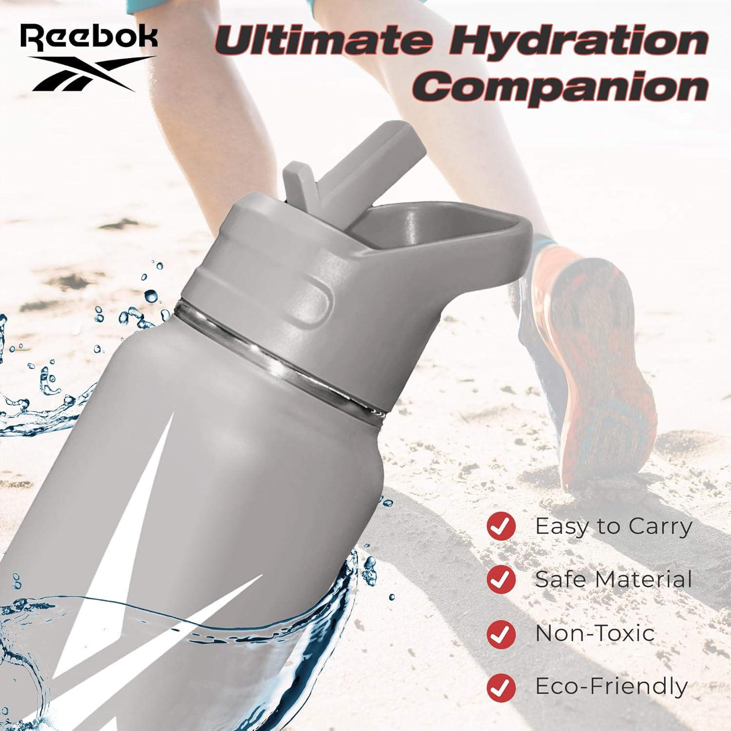 Botella de Agua Reebok 0.95 L Acero Inoxidable con Popote