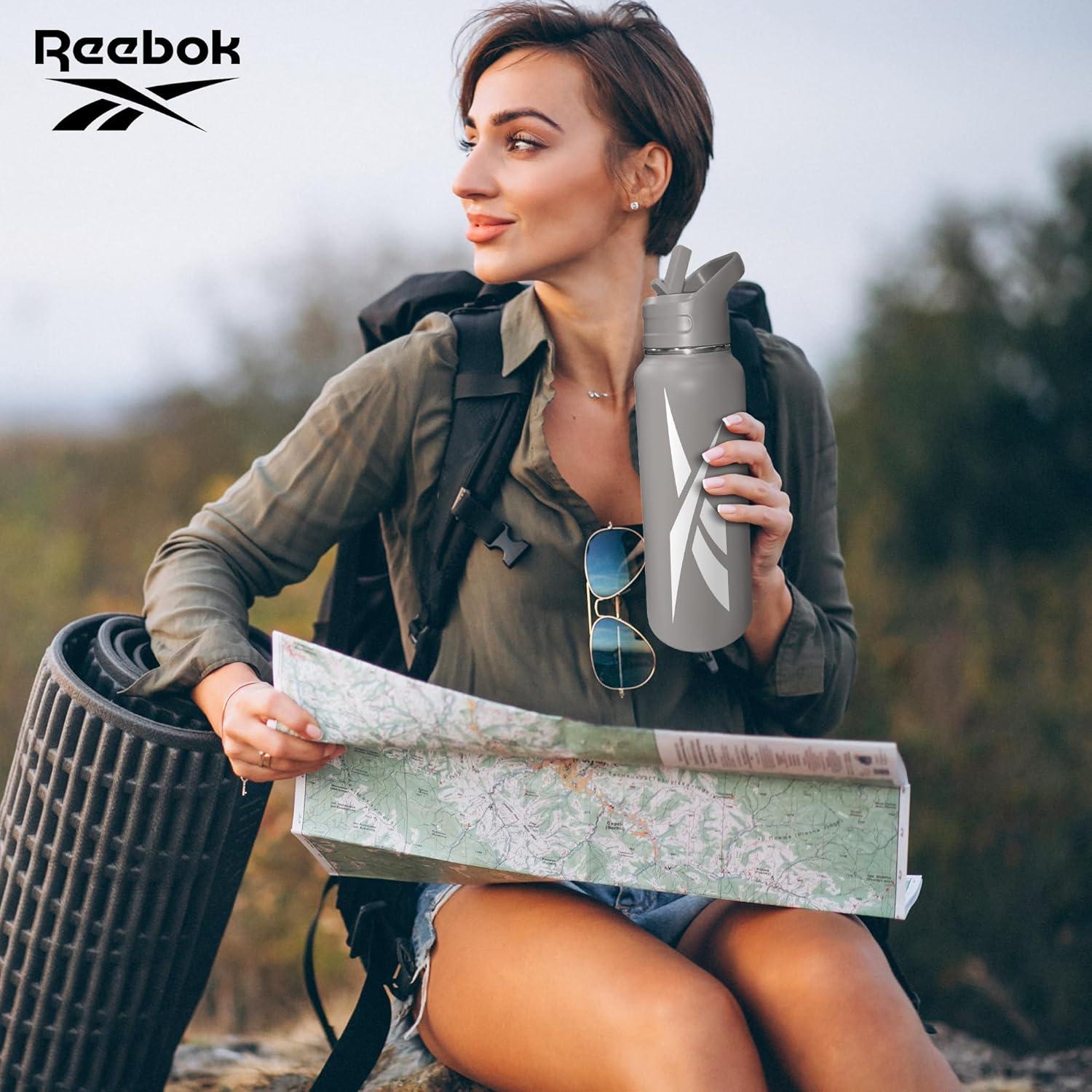 Botella de Agua Reebok 0.95 L Acero Inoxidable con Popote