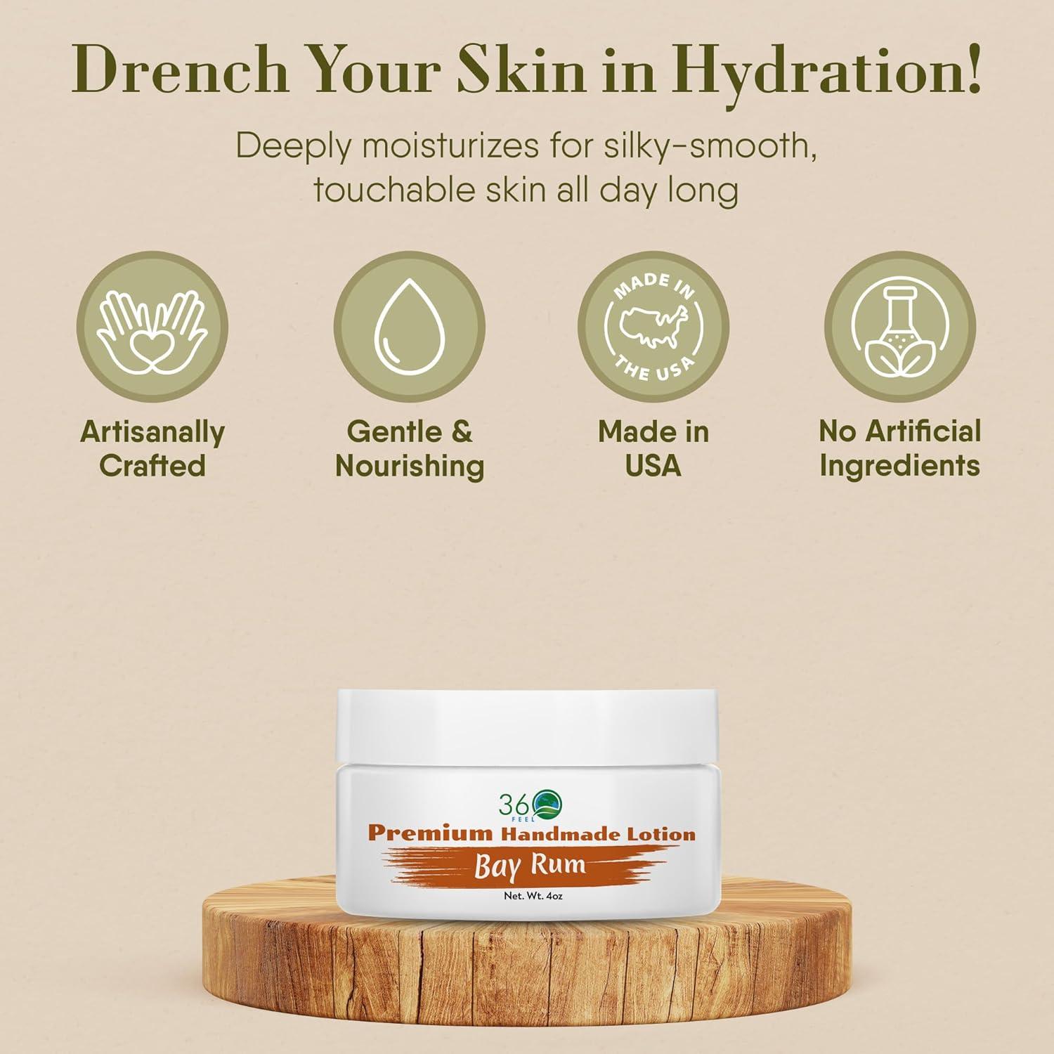 Loción Corporal 360Feel Bay Rum 118ml - Hidratante Natural