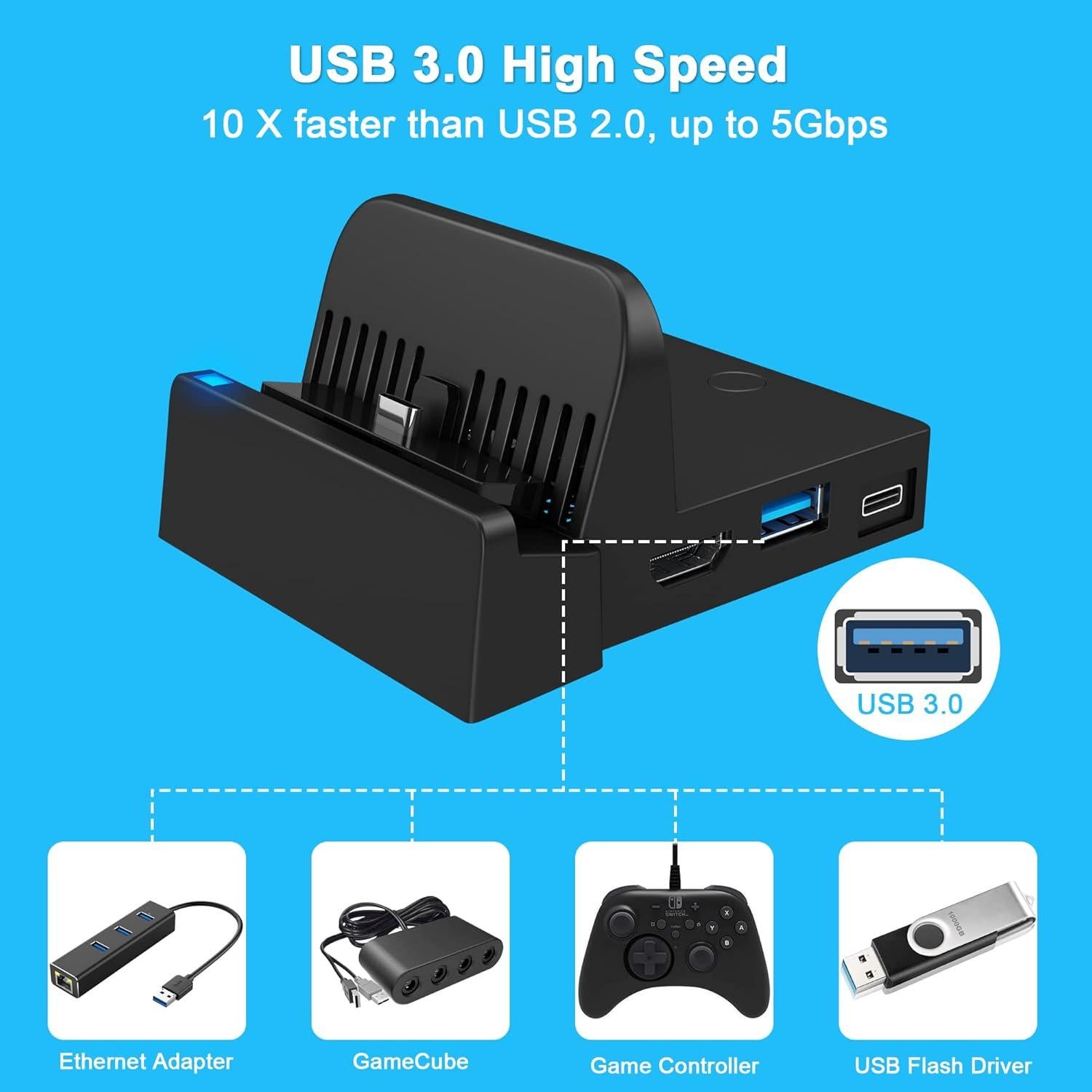 Dock de Carga Ukor para Nintendo Switch - HDMI y USB 3.0