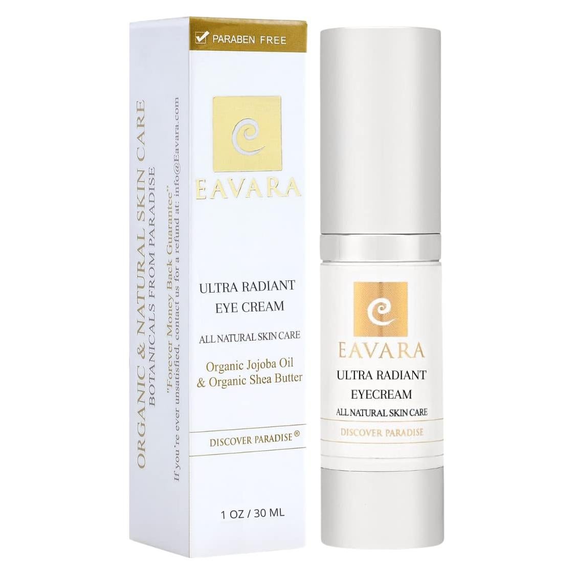 Crema para los Ojos Eavara 29.57 ml Anti Envejecimiento Orgánica