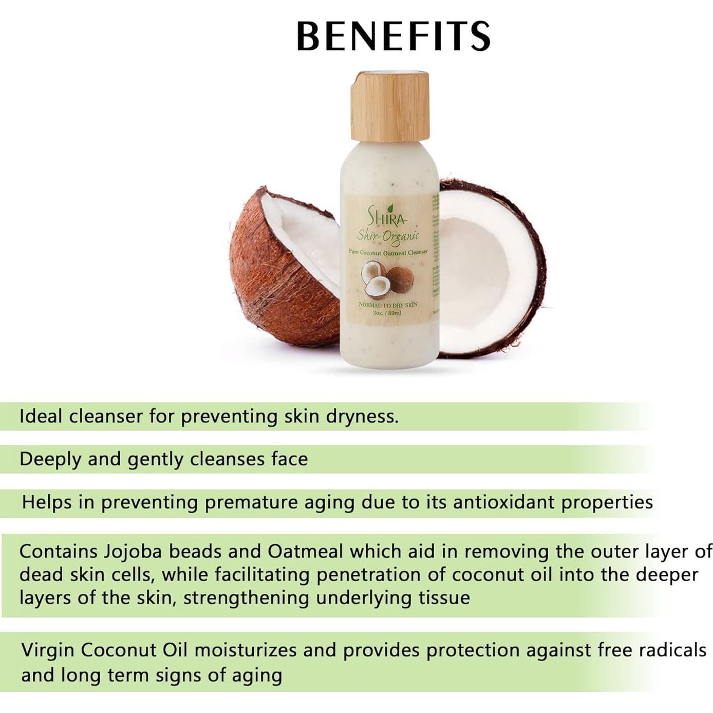 Limpiador de Avena de Coco Puro Shira 89ml - Hidratante y Exfoliante