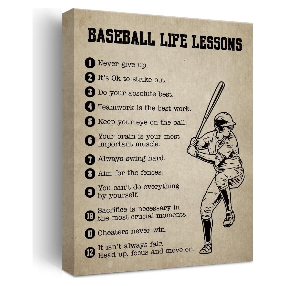 Arte de Pared Lienzo Inspirador Béisbol 30x38 cm Decoración