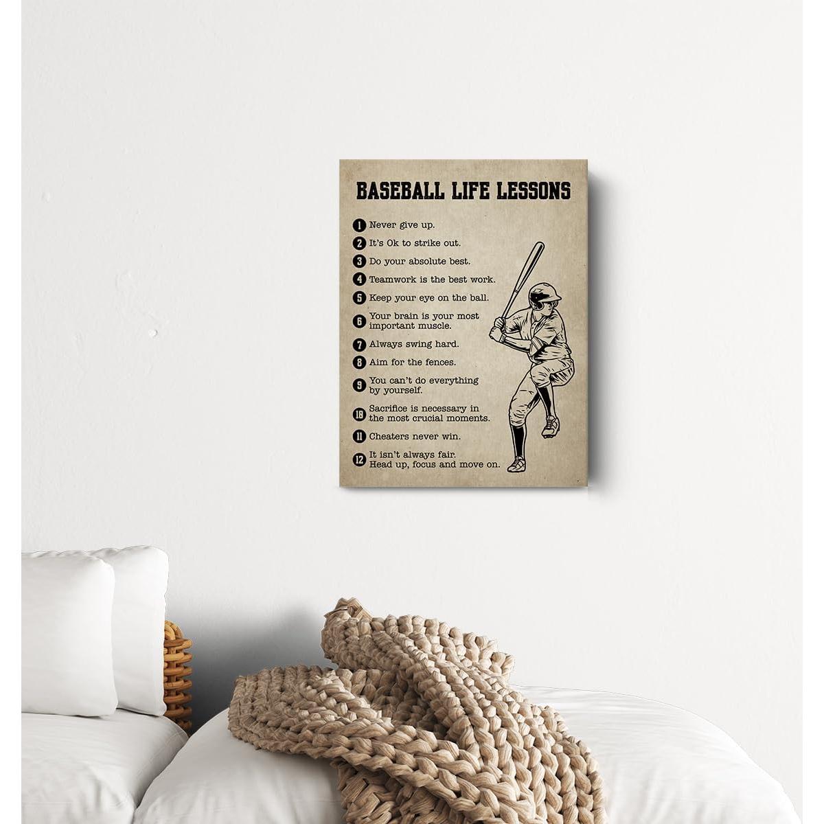 Arte de Pared Lienzo Inspirador Béisbol 30x38 cm Decoración