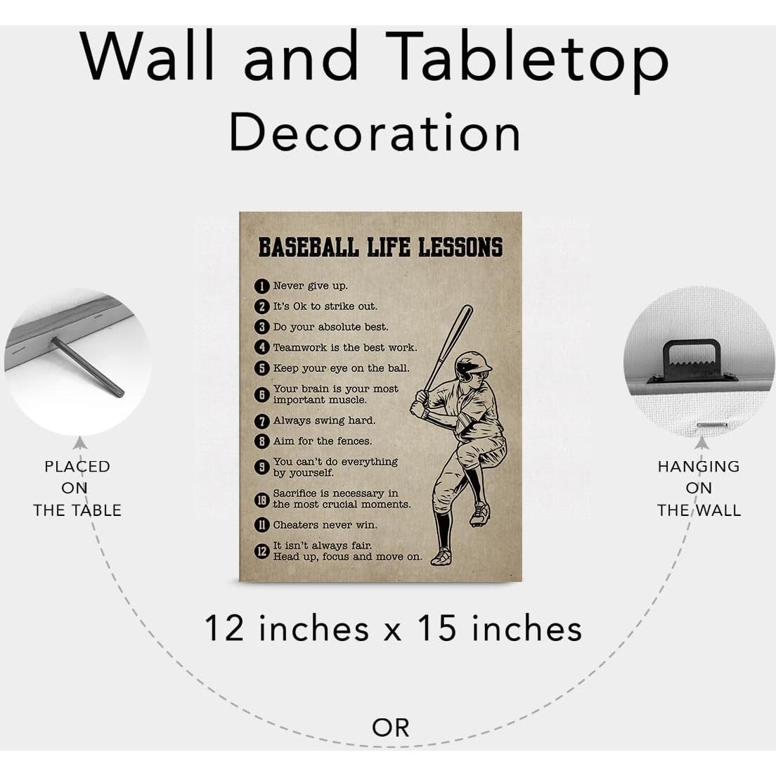 Arte de Pared Lienzo Inspirador Béisbol 30x38 cm Decoración