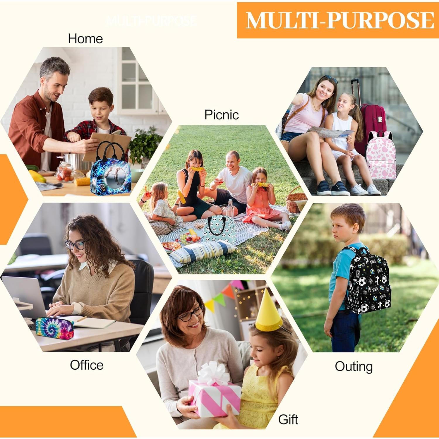 Juego de Mochila Escolar 3 Piezas Ansteade Negro 17 Pulgadas