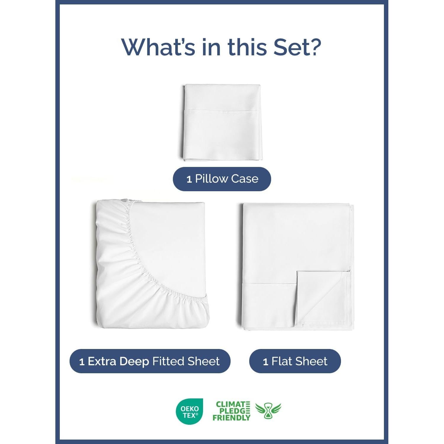 Juego de Sábanas Twin CGK Unlimited Microfibra 3 Piezas Blanco