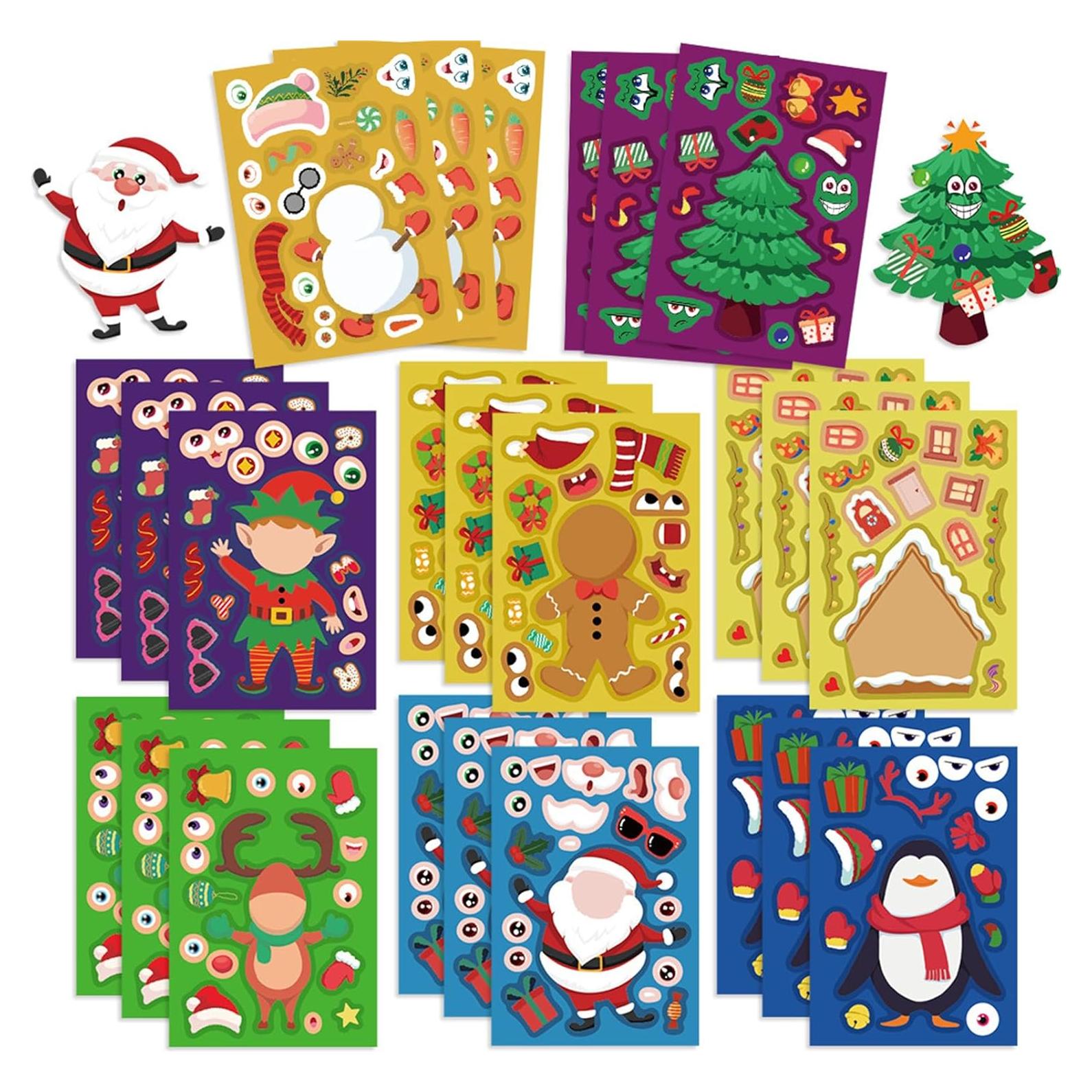 24 Hojas Stickers de Navidad ZUIYI - Caras Creativas