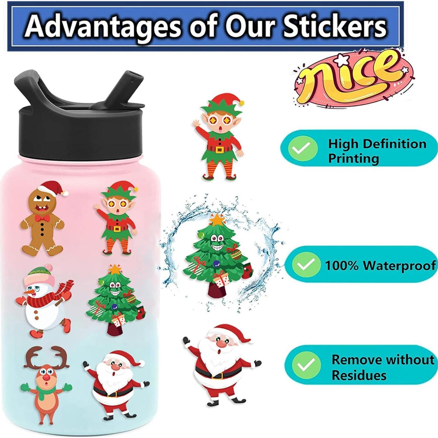 24 Hojas Stickers de Navidad ZUIYI - Caras Creativas
