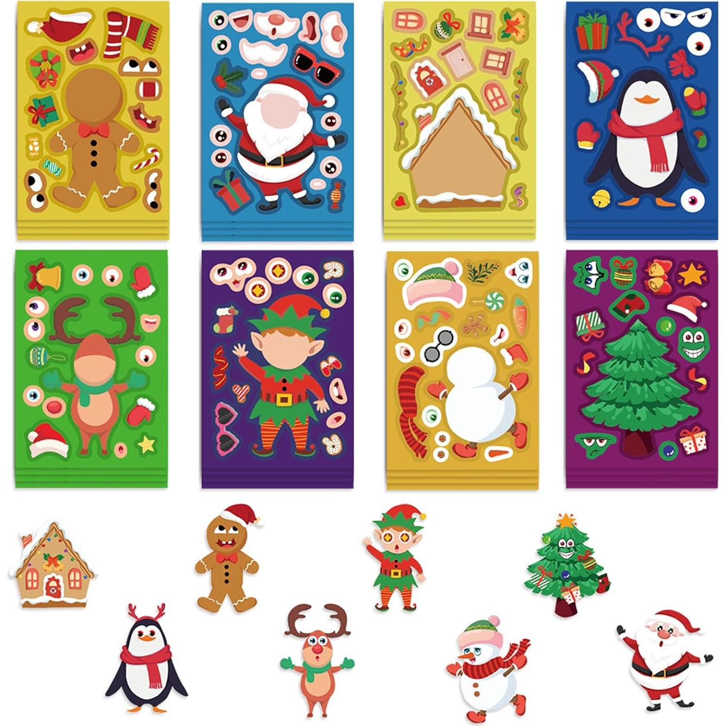 24 Hojas Stickers de Navidad ZUIYI - Caras Creativas