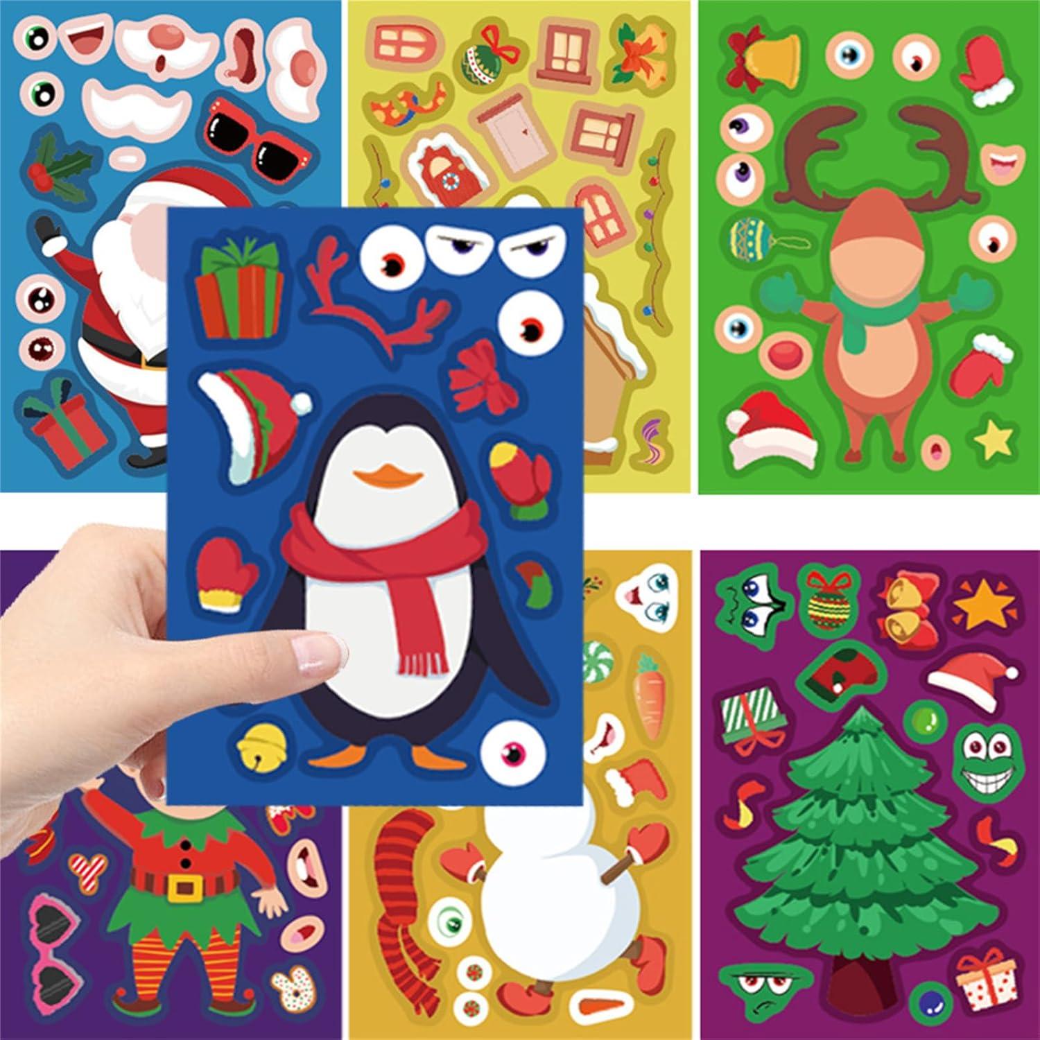 24 Hojas Stickers de Navidad ZUIYI - Caras Creativas