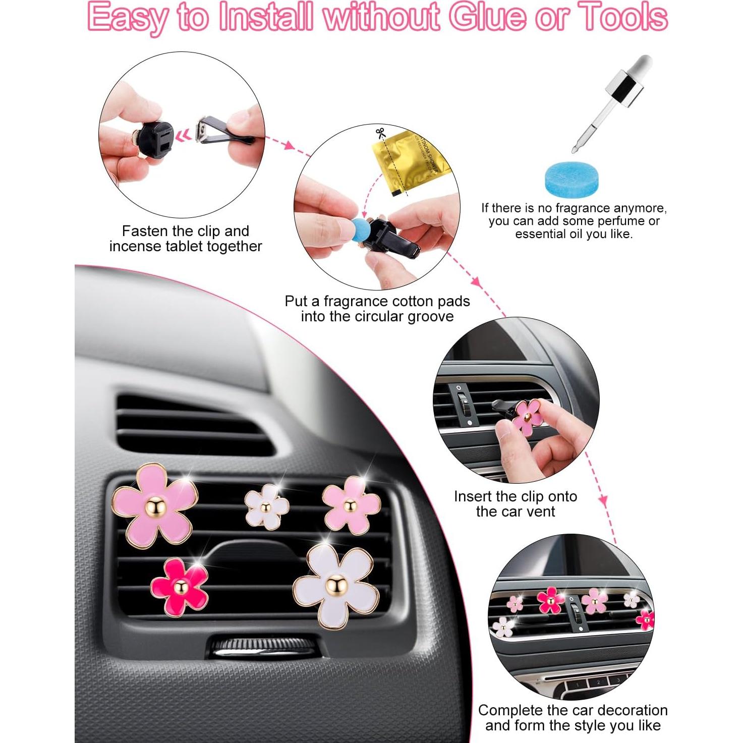 8 Clips de Ventilación PGRODE con Almohadillas Aromáticas Corazón