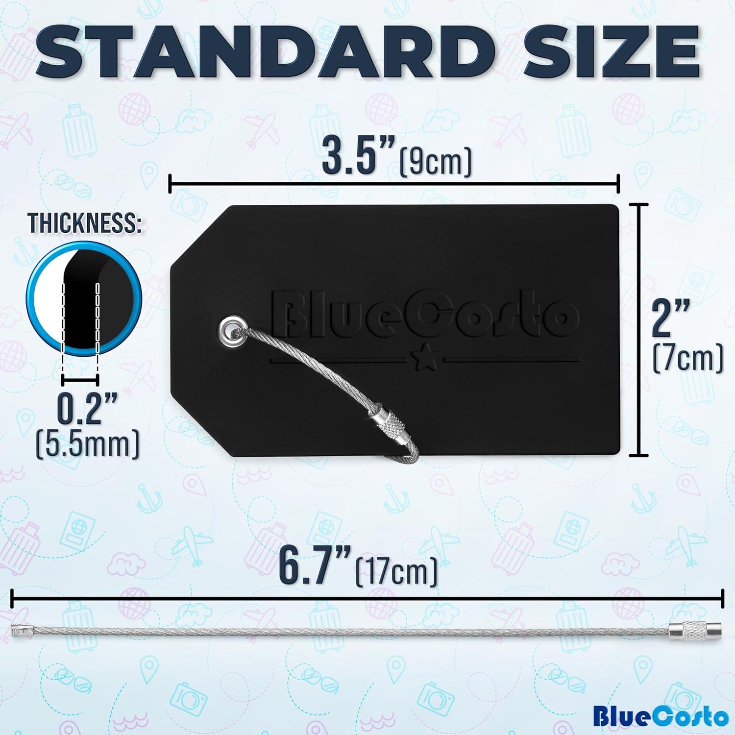 Etiquetas de Equipaje PVC BlueCosto - 5 Piezas, Negro, 11x6 cm