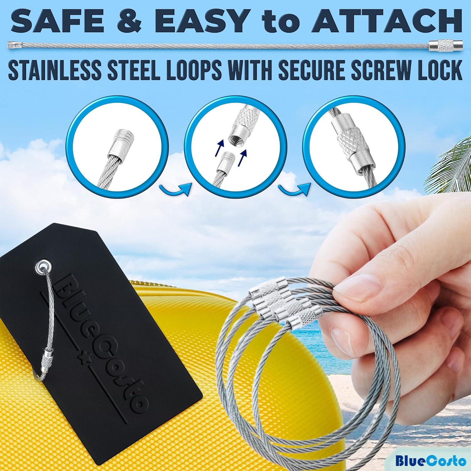 Etiquetas de Equipaje PVC BlueCosto - 5 Piezas, Negro, 11x6 cm