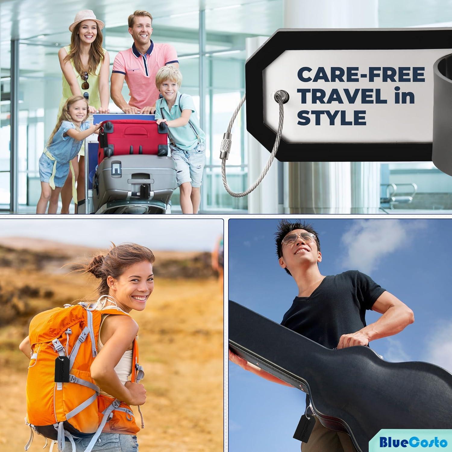 Etiquetas de Equipaje PVC BlueCosto - 5 Piezas, Negro, 11x6 cm