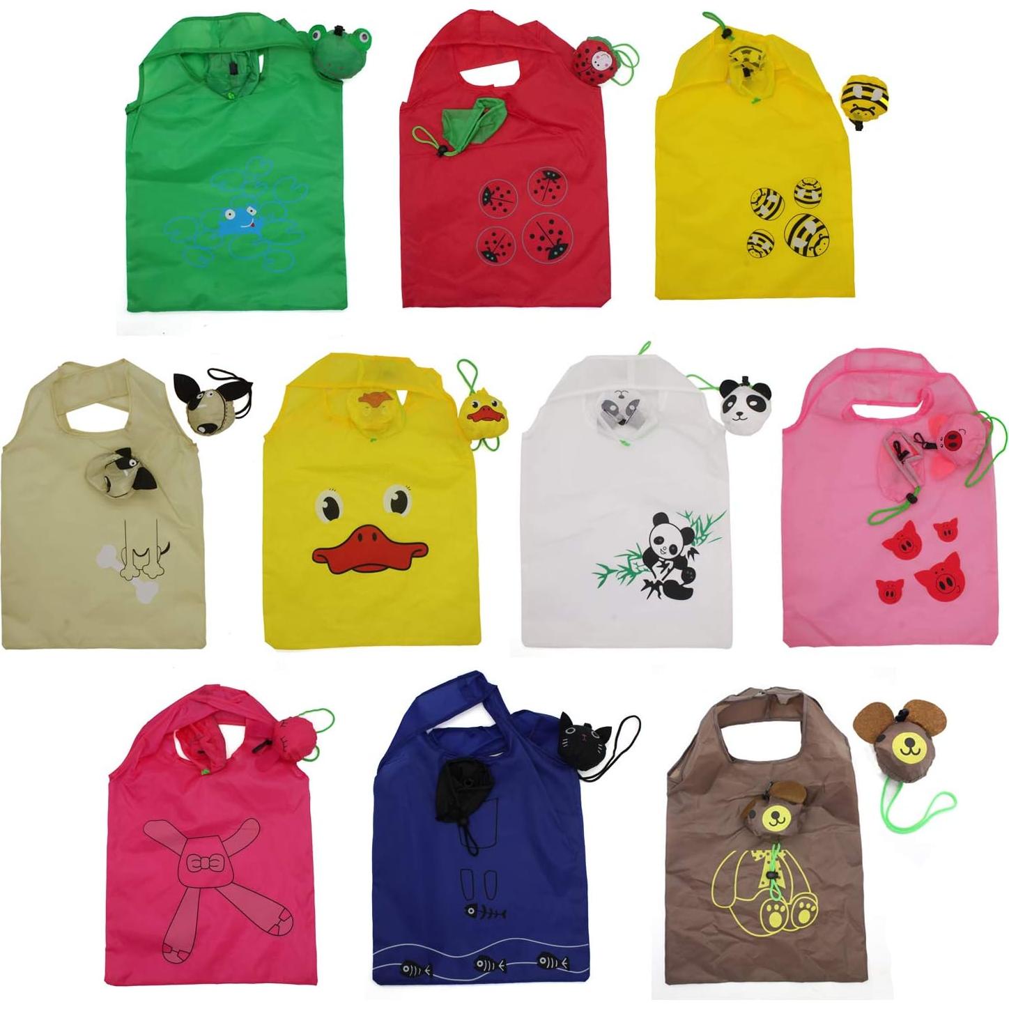 10 Bolsas de Compras Reutilizables Ecológicas Animales 37x51cm