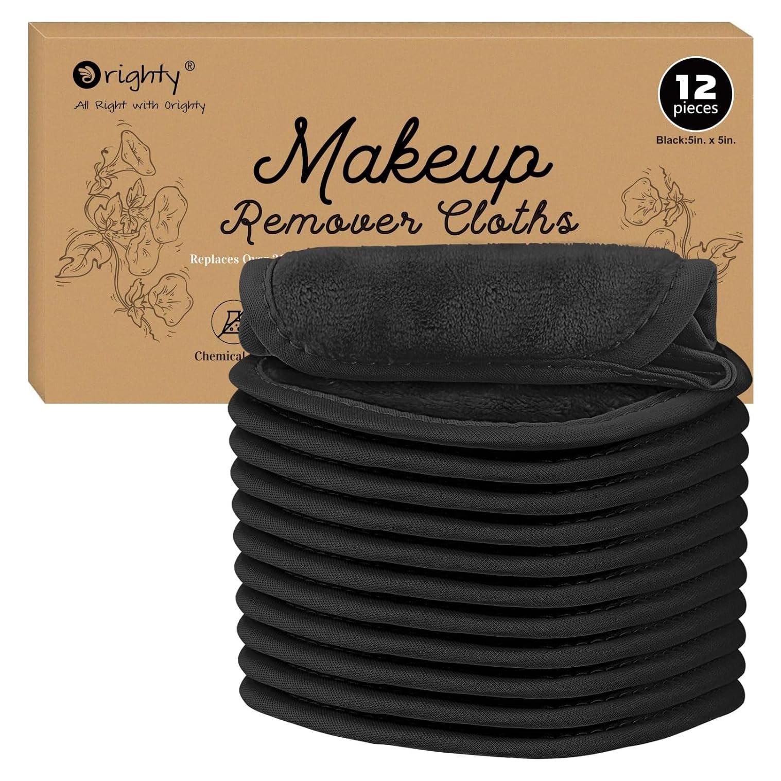Toallitas Desmaquillantes Reutilizables Orighty 12 Piezas 12.7x12.7cm Negro