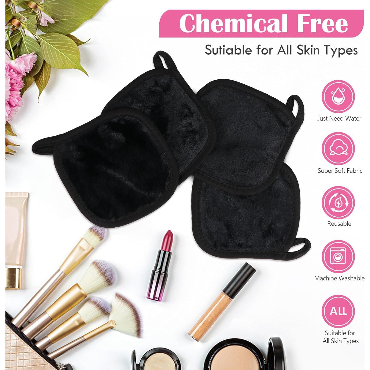 Toallitas Desmaquillantes Reutilizables Orighty 12 Piezas 12.7x12.7cm Negro