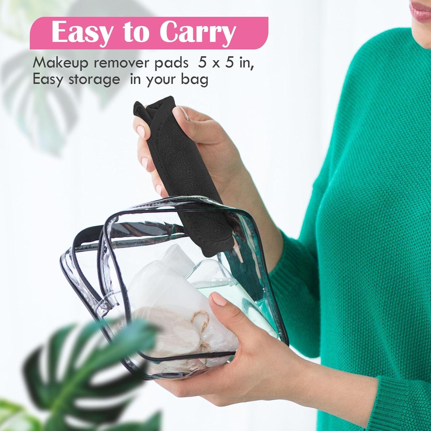 Toallitas Desmaquillantes Reutilizables Orighty 12 Piezas 12.7x12.7cm Negro