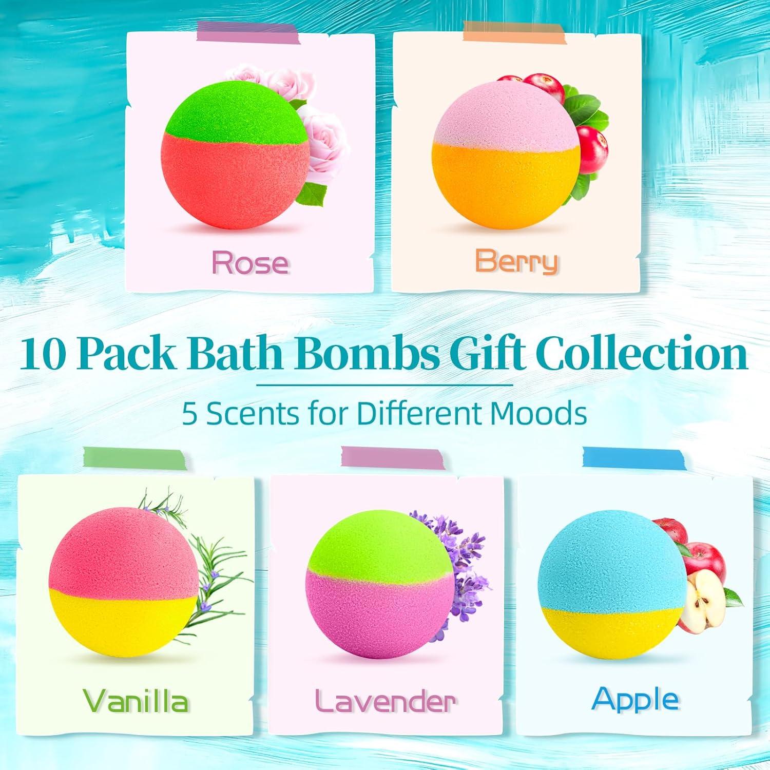 Juego de 10 Bombas de Baño RelaxRose - Aromas Naturales