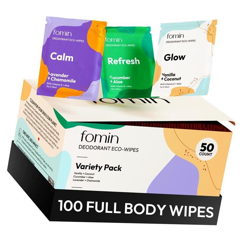 Toallitas Desodorantes Fomin Mini Biodegradables 100 Unidades