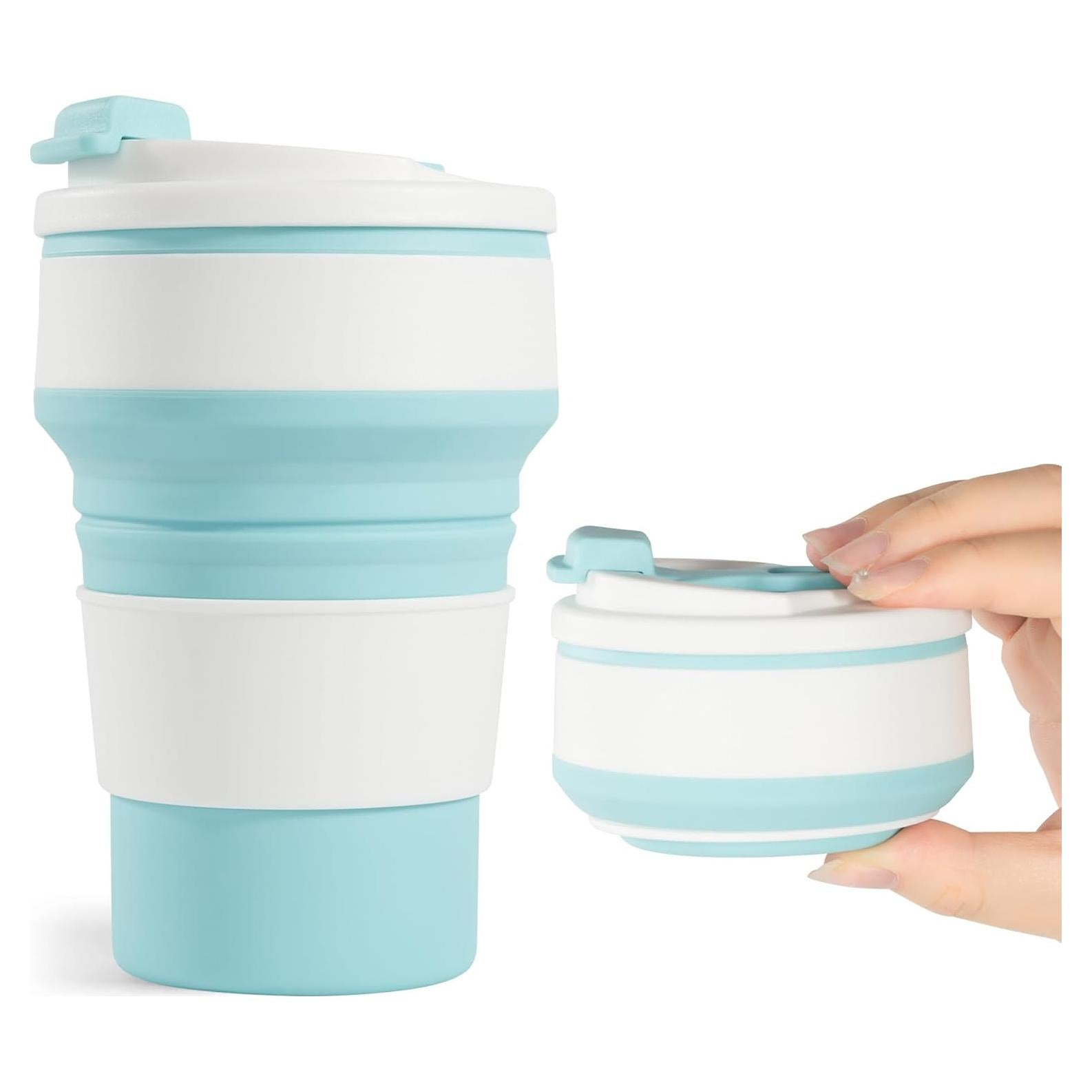 Taza Plegable de Silicona Fijinhom 12oz Azul a Prueba de Fugas