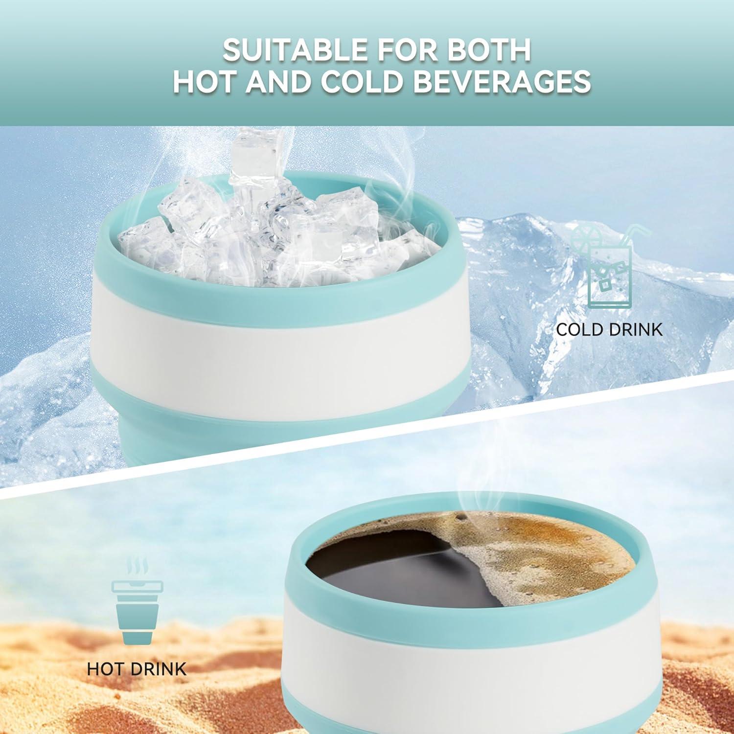 Taza Plegable de Silicona Fijinhom 12oz Azul a Prueba de Fugas