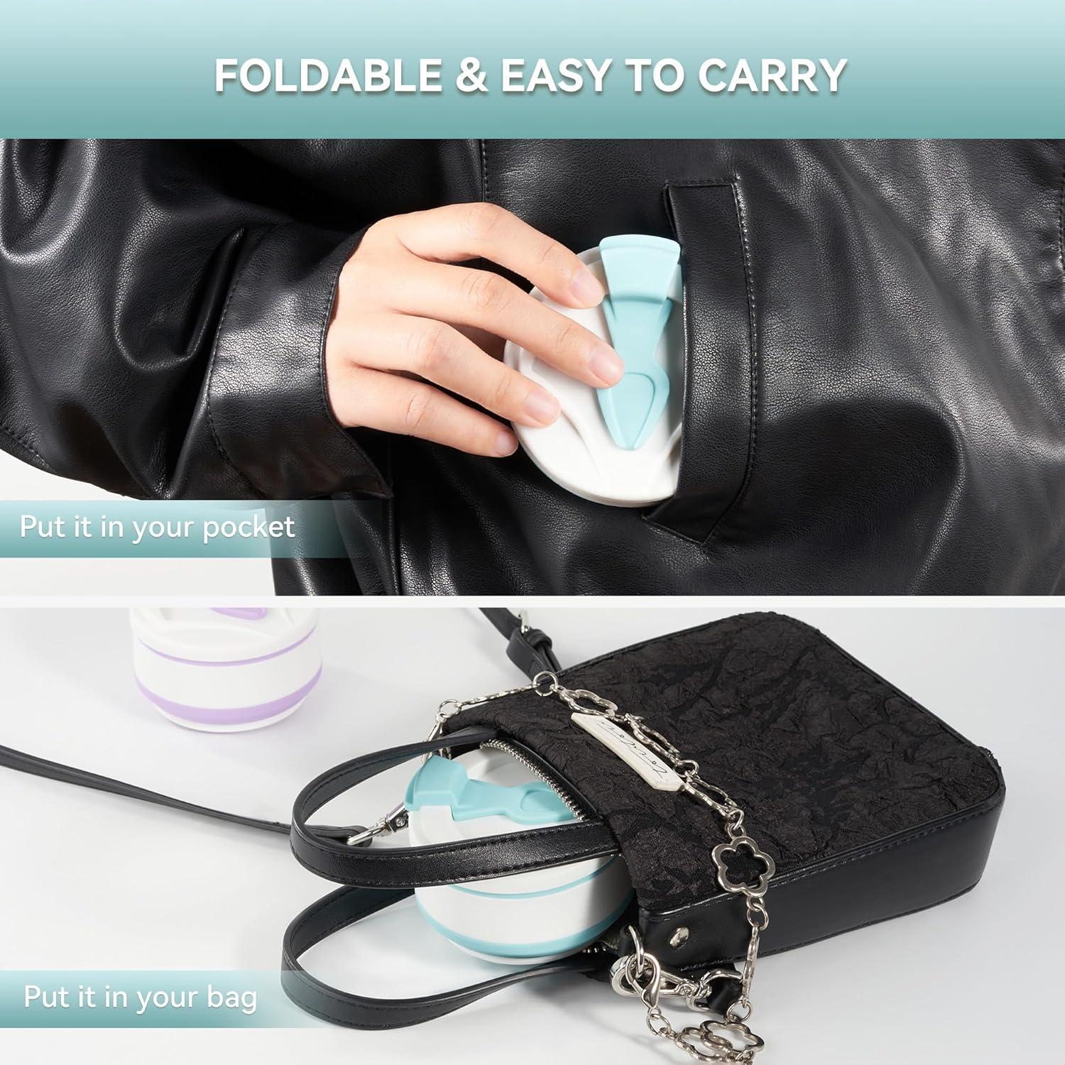 Taza Plegable de Silicona Fijinhom 12oz Azul a Prueba de Fugas