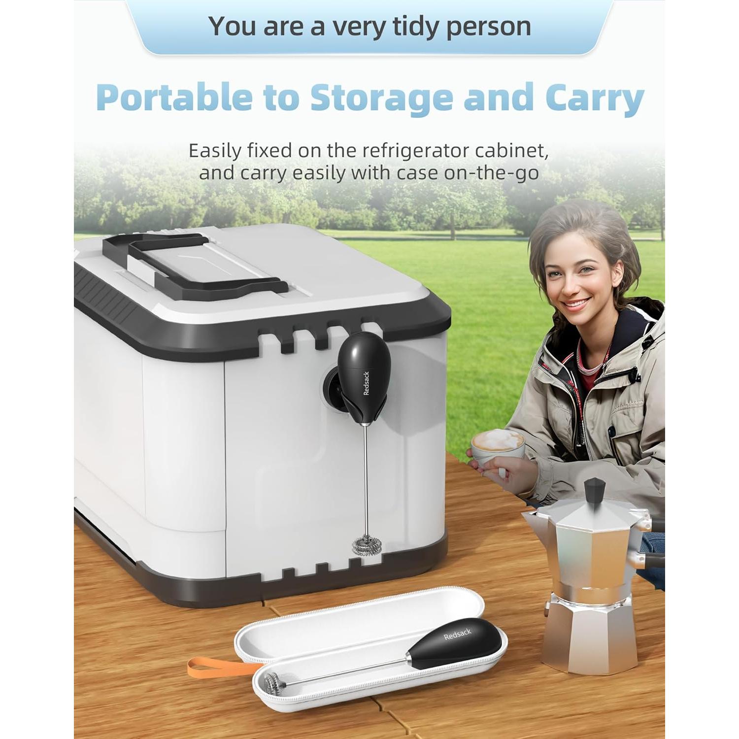 Espumador de Leche Eléctrico Redsack Negro Recargable USB C