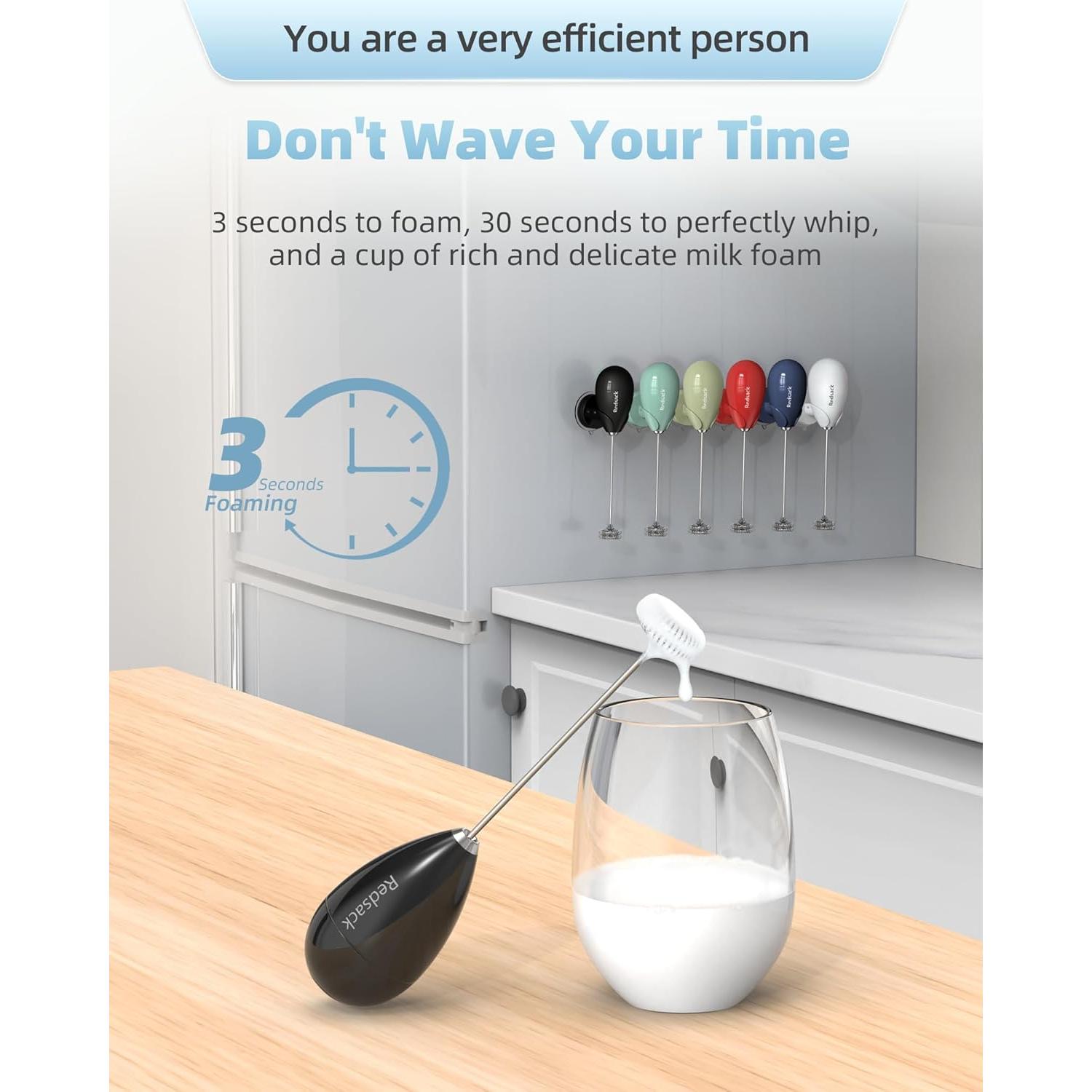 Espumador de Leche Eléctrico Redsack Negro Recargable USB C