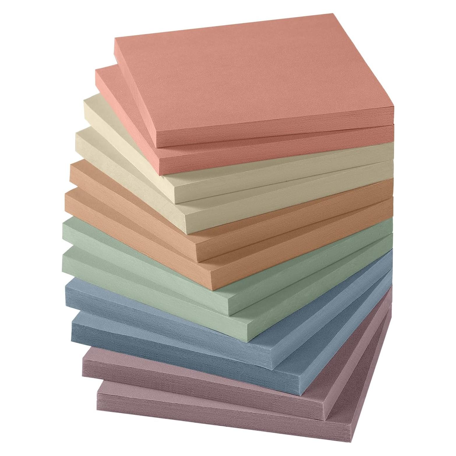 Sticky Notes, 12 Pads, 3x3 inches, Aesthetic Vintage Self-Sticky Note Pads, Ideal for Office, Study, and Daily Life Organization - Neutral Colors