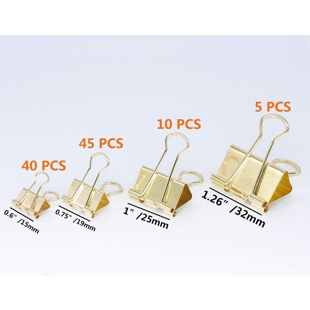 Clips de Papel YOPINK Dorado 100 Piezas Tamaños Variados