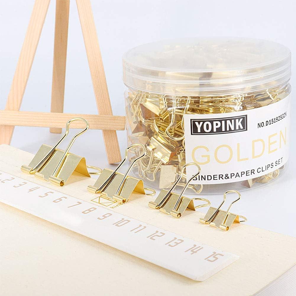 Clips de Papel YOPINK Dorado 100 Piezas Tamaños Variados