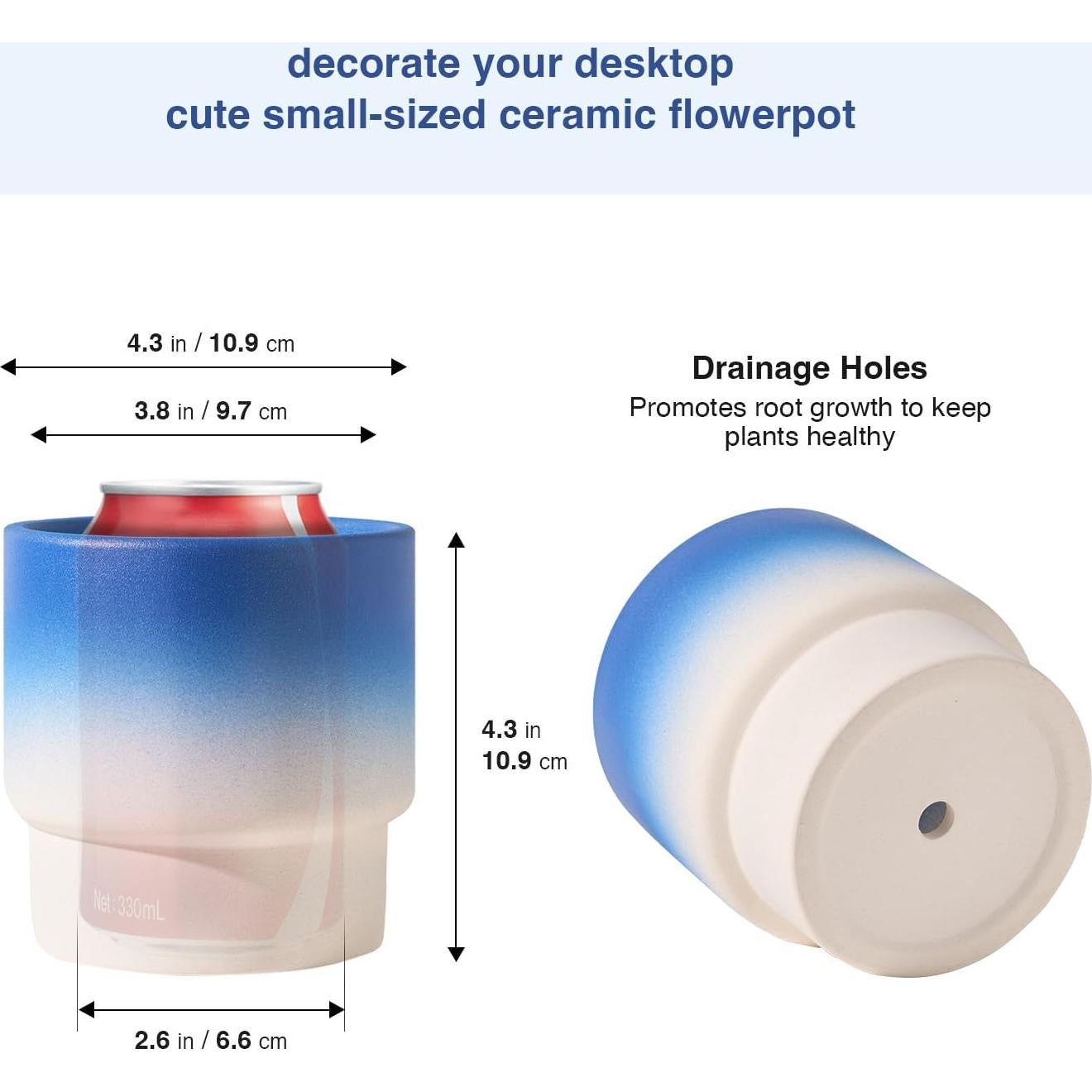 Macetas de Cerámica STHIE 4" para Suculentas - 2 Pcs