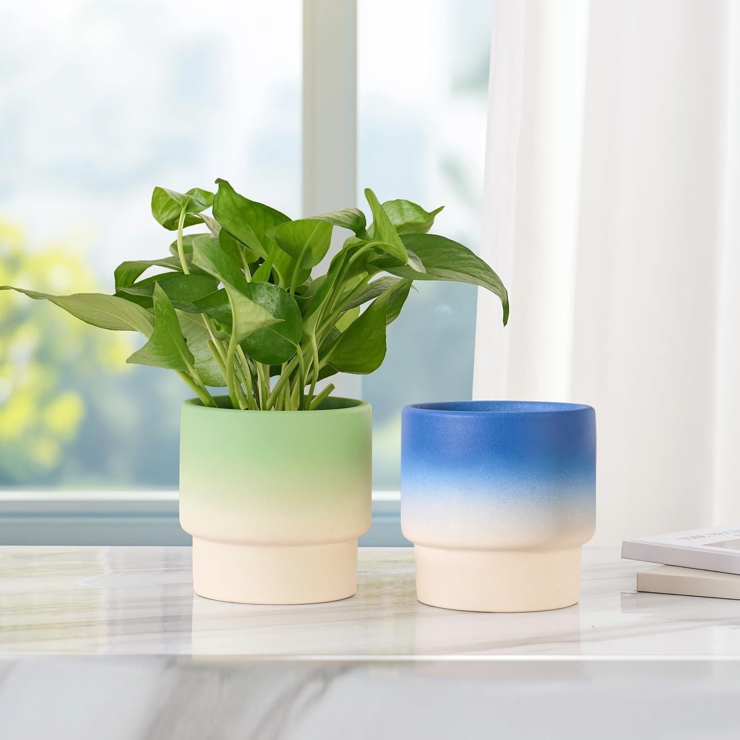 Macetas de Cerámica STHIE 4" para Suculentas - 2 Pcs