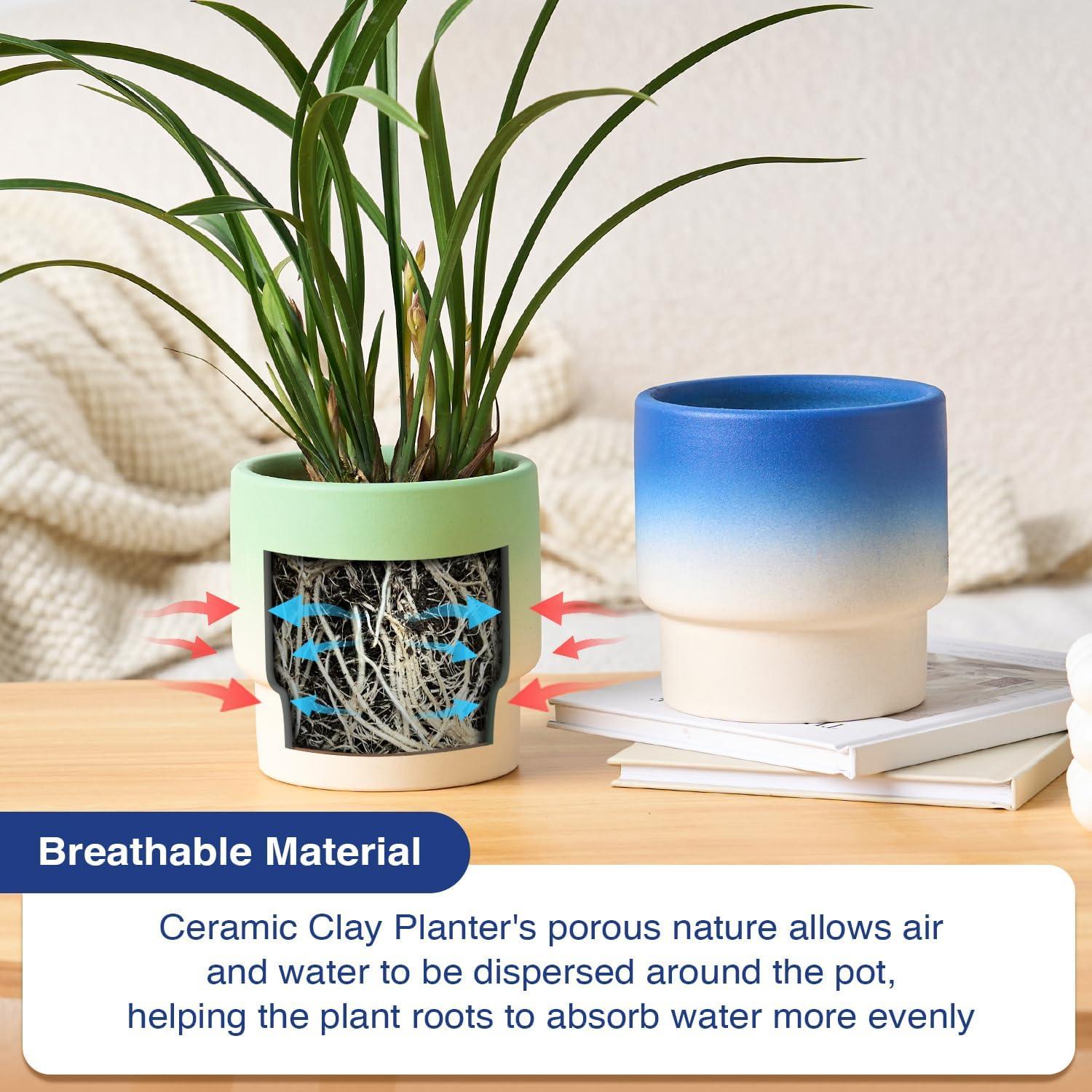 Macetas de Cerámica STHIE 4" para Suculentas - 2 Pcs