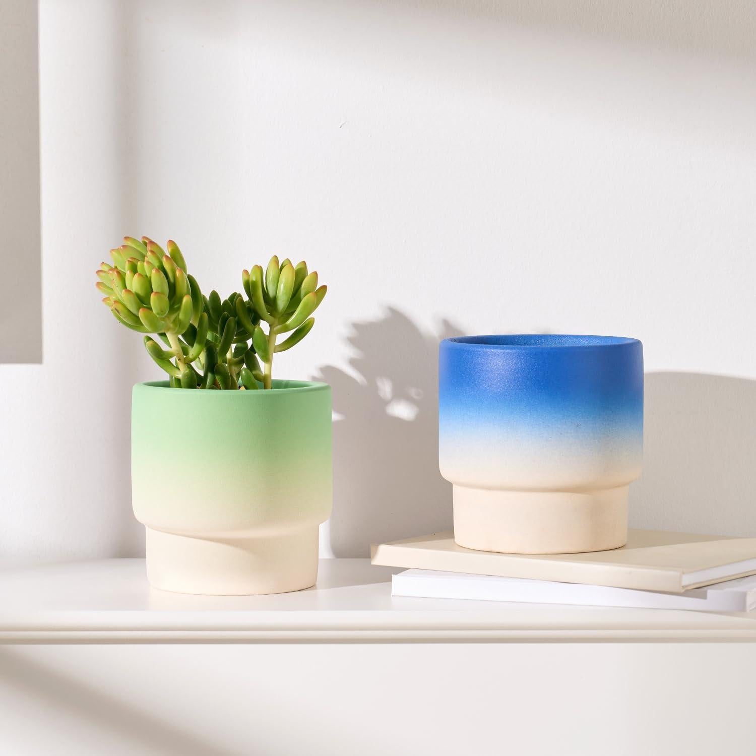 Macetas de Cerámica STHIE 4" para Suculentas - 2 Pcs