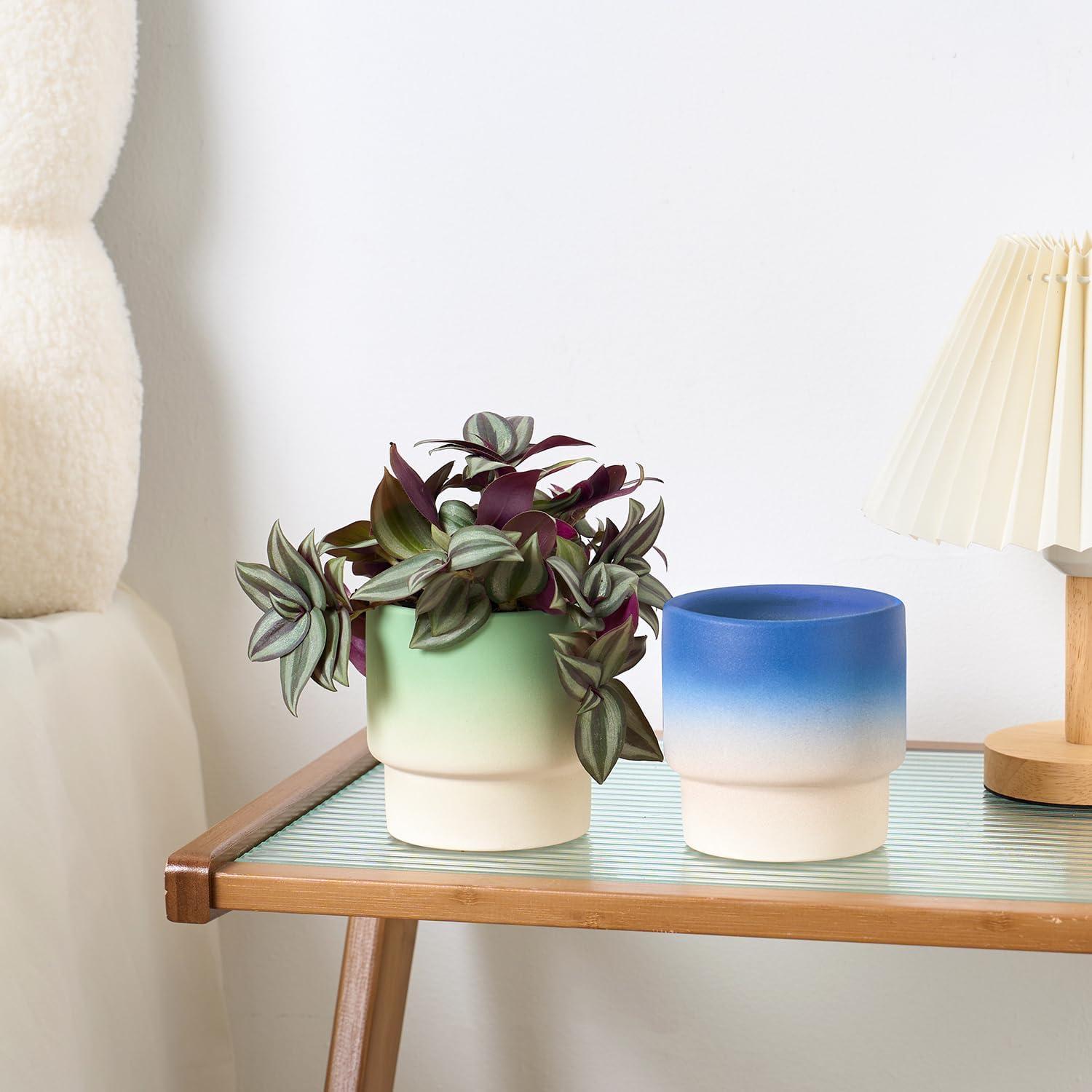 Macetas de Cerámica STHIE 4" para Suculentas - 2 Pcs