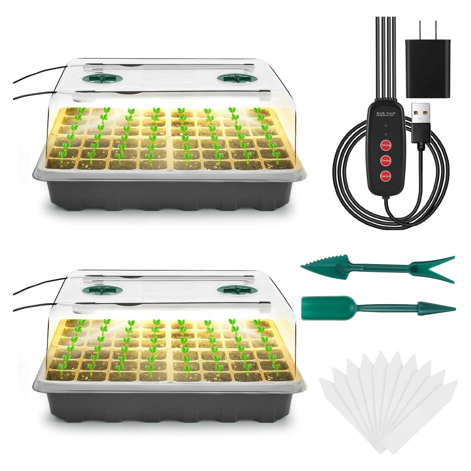 Bandeja de Inicio de Semillas Ryscam con Luz Crecimiento 96 Celdas