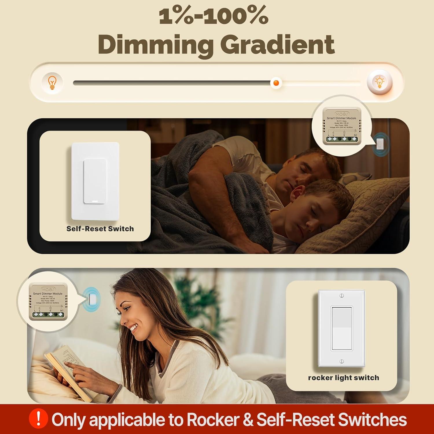 Relé Inteligente WiFi Regulable MOES 1 Gang Control Remoto